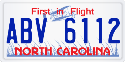 NC license plate ABV6112