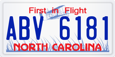 NC license plate ABV6181