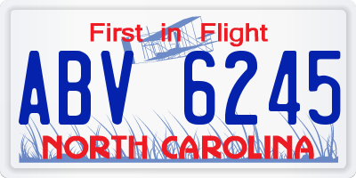 NC license plate ABV6245