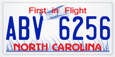 NC license plate ABV6256