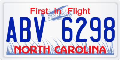 NC license plate ABV6298