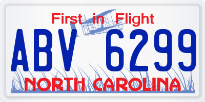 NC license plate ABV6299