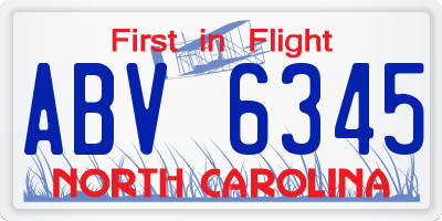 NC license plate ABV6345