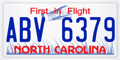 NC license plate ABV6379