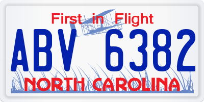 NC license plate ABV6382