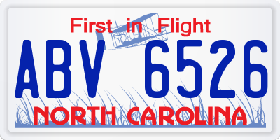 NC license plate ABV6526