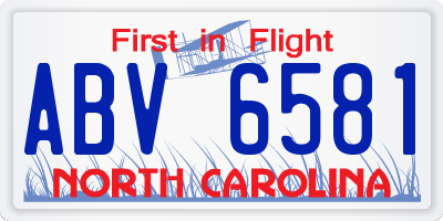 NC license plate ABV6581