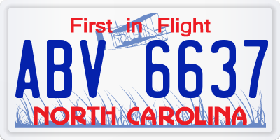 NC license plate ABV6637