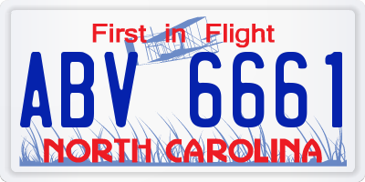 NC license plate ABV6661