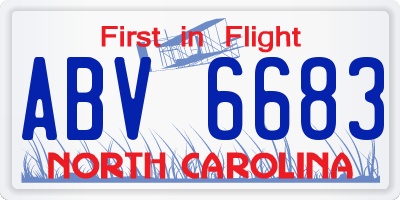 NC license plate ABV6683