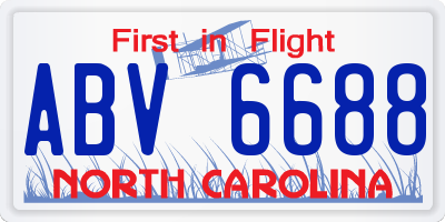 NC license plate ABV6688