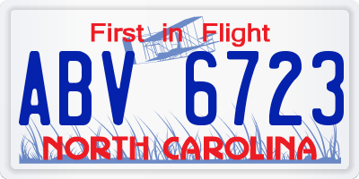 NC license plate ABV6723
