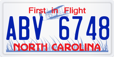 NC license plate ABV6748