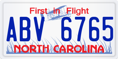 NC license plate ABV6765