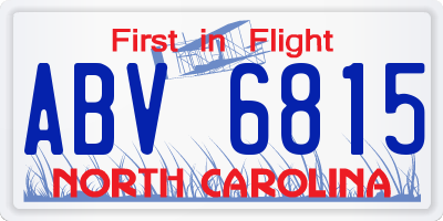 NC license plate ABV6815