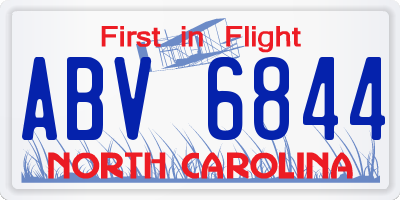 NC license plate ABV6844