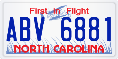 NC license plate ABV6881
