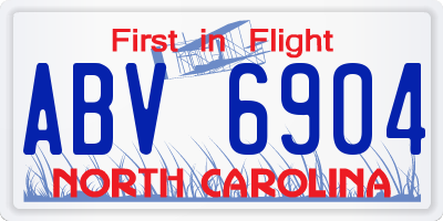 NC license plate ABV6904
