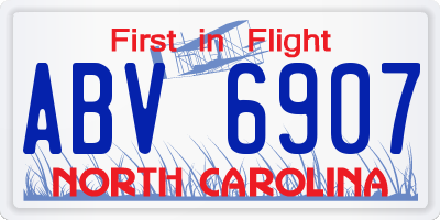 NC license plate ABV6907