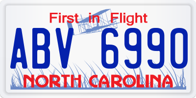 NC license plate ABV6990