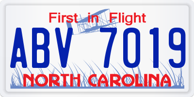 NC license plate ABV7019