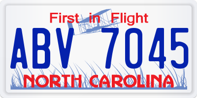 NC license plate ABV7045