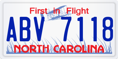 NC license plate ABV7118