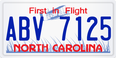 NC license plate ABV7125