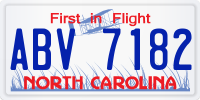 NC license plate ABV7182