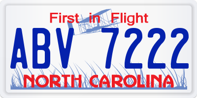 NC license plate ABV7222