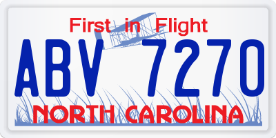 NC license plate ABV7270