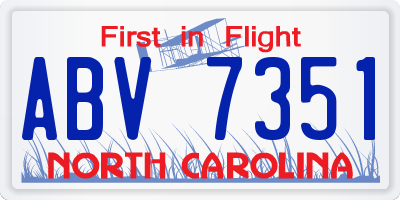 NC license plate ABV7351