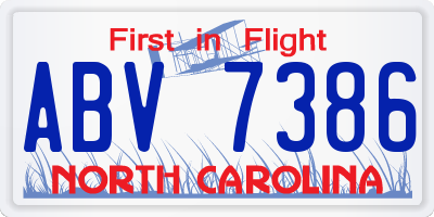 NC license plate ABV7386