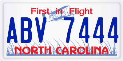 NC license plate ABV7444