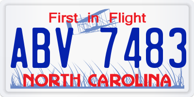 NC license plate ABV7483
