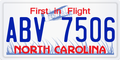 NC license plate ABV7506