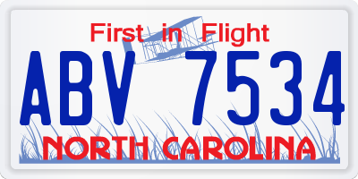 NC license plate ABV7534