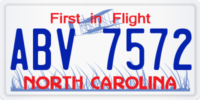 NC license plate ABV7572