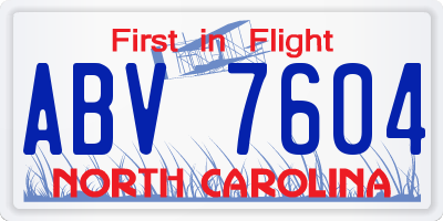 NC license plate ABV7604