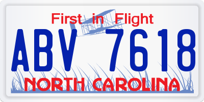 NC license plate ABV7618
