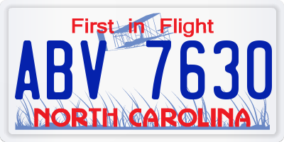 NC license plate ABV7630