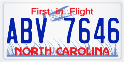 NC license plate ABV7646