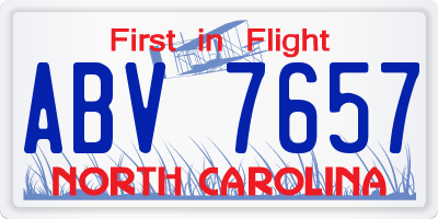 NC license plate ABV7657