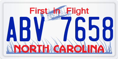 NC license plate ABV7658