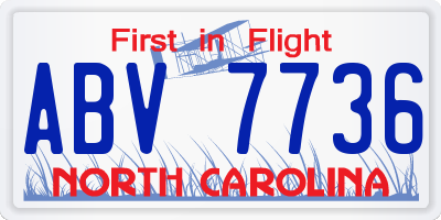 NC license plate ABV7736