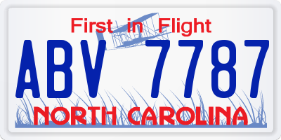 NC license plate ABV7787