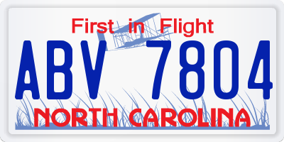 NC license plate ABV7804