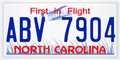 NC license plate ABV7904
