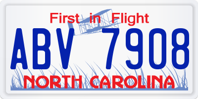 NC license plate ABV7908