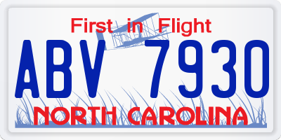NC license plate ABV7930
